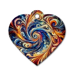 Colorful Motion Abstract Art Dog Tag Heart (one Side)