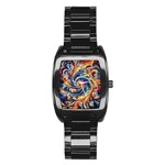 Colorful Motion Abstract Art Stainless Steel Barrel Watch Front