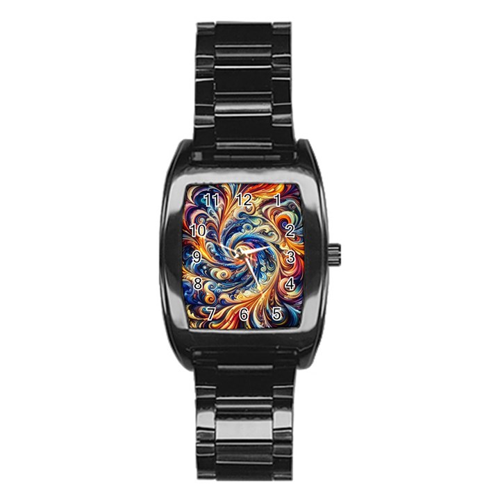 Colorful Motion Abstract Art Stainless Steel Barrel Watch