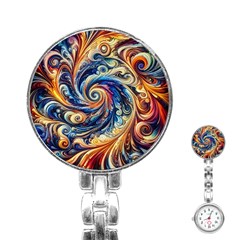 Colorful Motion Abstract Art Stainless Steel Nurses Watch by ExtraGoodSauce