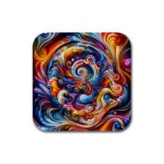 Dynamic Color Vortex Rubber Square Coaster (4 Pack) by ExtraGoodSauce