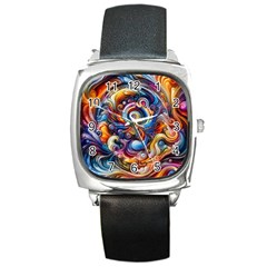 Dynamic Color Vortex Square Metal Watch