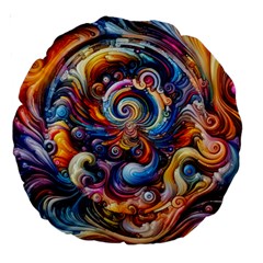 Dynamic Color Vortex Large 18  Premium Round Cushions by ExtraAwesomeSauce