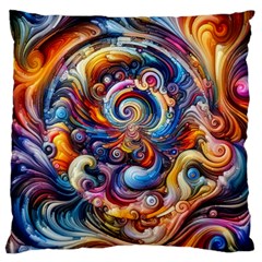 Dynamic Color Vortex Large Premium Plush Fleece Cushion Case (one Side) by ExtraGoodSauce