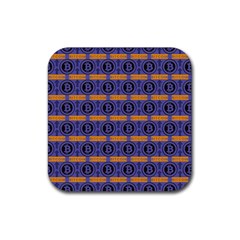 Bitcoin Logo Pattern Rubber Coaster (square) by ExtraGoodSauce