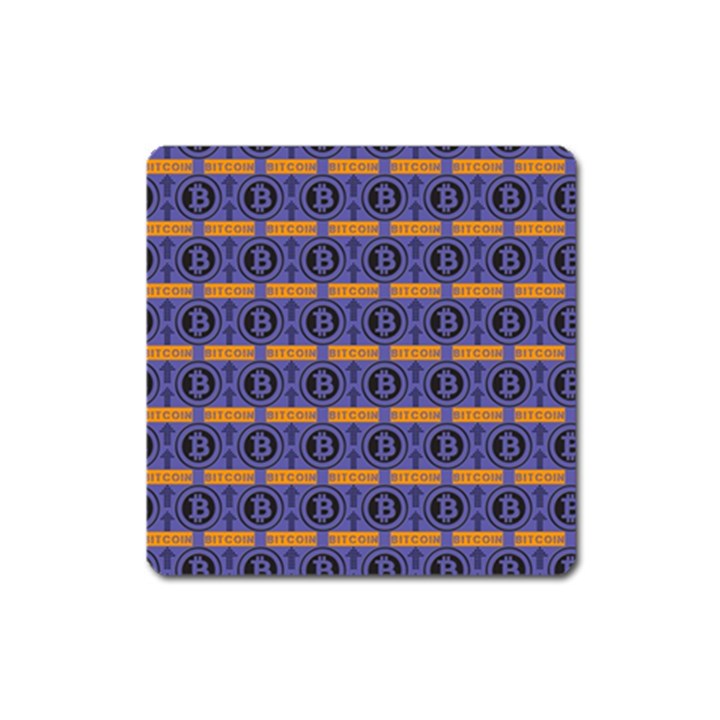 Bitcoin Logo Pattern Square Magnet