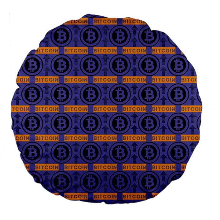 Bitcoin Logo Pattern Large 18  Premium Round Cushions