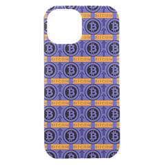 Bitcoin Logo Pattern Iphone 15 Plus Black Uv Print Pc Hardshell Case by ExtraGoodSauce