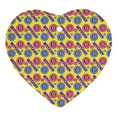 Colorful Bitcoin Pattern Ornament (heart) by ExtraGoodSauce