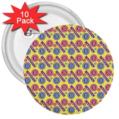 Colorful Bitcoin Pattern 3  Buttons (10 Pack)  by ExtraGoodSauce