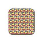 Colorful Bitcoin Pattern Rubber Coaster (Square) Front