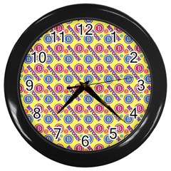 Colorful Bitcoin Pattern Wall Clock (black) by ExtraGoodSauce