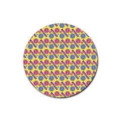 Colorful Bitcoin Pattern Rubber Round Coaster (4 Pack)