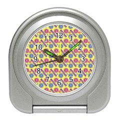 Colorful Bitcoin Pattern Travel Alarm Clock by ExtraGoodSauce