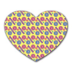 Colorful Bitcoin Pattern Heart Mousepad by ExtraGoodSauce