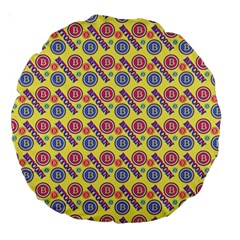 Colorful Bitcoin Pattern Large 18  Premium Round Cushions