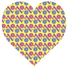 Colorful Bitcoin Pattern Wooden Puzzle Heart by ExtraGoodSauce