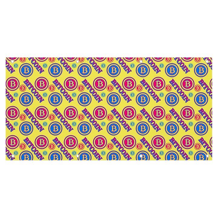 Colorful Bitcoin Pattern Banner and Sign 8  x 4 