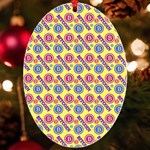 Colorful Bitcoin Pattern UV Print Acrylic Ornament Oval Front