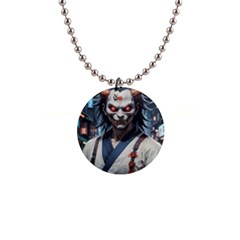 Demon Samurai 1  Button Necklace