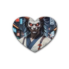 Demon Samurai Rubber Heart Coaster (4 Pack)