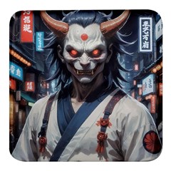 Demon Samurai Square Glass Fridge Magnet (4 Pack) by AwesomeSauce