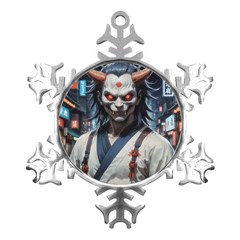 Demon Samurai Metal Small Snowflake Ornament by AwesomeSauce