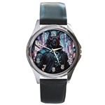 Cyberpunk Demon Samurai Round Metal Watch Front