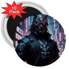 Cyberpunk Demon Samurai 3  Magnets (10 Pack)  by AwesomeSauce