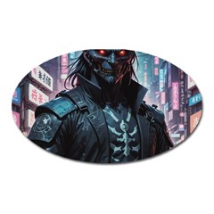 Cyberpunk Demon Samurai Oval Magnet by AwesomeSauce