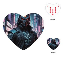 Cyberpunk Demon Samurai Playing Cards Single Design (heart) by AwesomeSauce