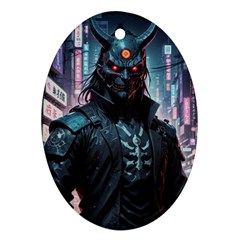 Cyberpunk Demon Samurai Oval Ornament (two Sides) by AwesomeSauce