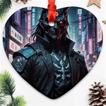 Cyberpunk Demon Samurai Heart Ornament (Two Sides) Front