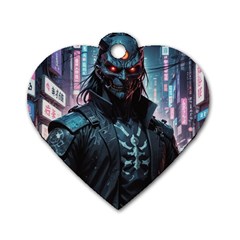 Cyberpunk Demon Samurai Dog Tag Heart (one Side) by AwesomeSauce