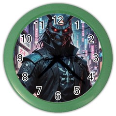 Cyberpunk Demon Samurai Color Wall Clock by AwesomeSauce