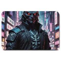 Cyberpunk Demon Samurai Large Doormat by AwesomeSauce