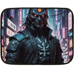 Cyberpunk Demon Samurai Fleece Blanket (mini)