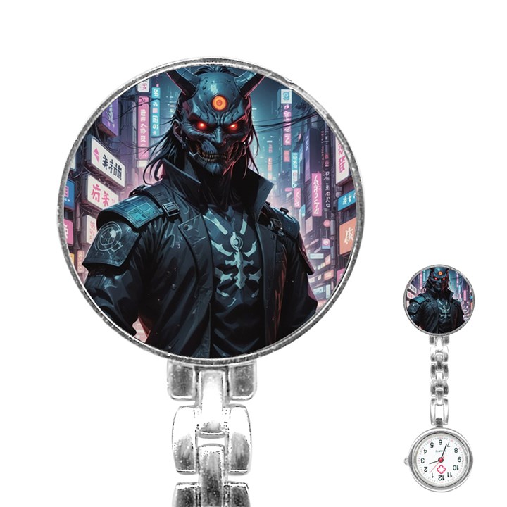 Cyberpunk Demon Samurai Stainless Steel Nurses Watch