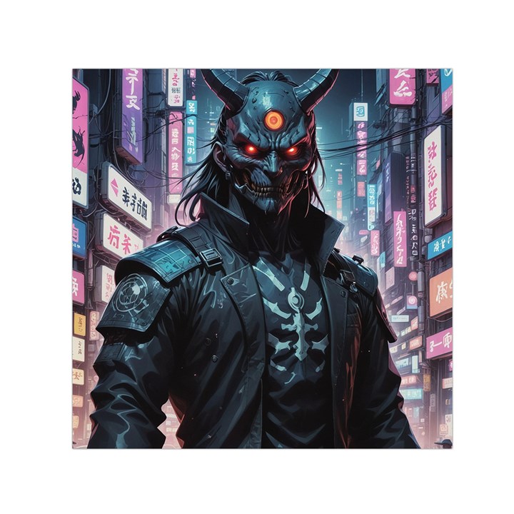 Cyberpunk Demon Samurai Square Satin Scarf (30  x 30 )