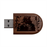 Cyberpunk Demon Samurai Wood Oval USB Flash Drive USB