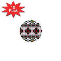 Ukrainian Folk Seamless Pattern Ethnic Ornament Border Element Traditional 1  Mini Buttons (10 Pack) 