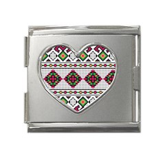 Ukrainian Folk Seamless Pattern Ethnic Ornament Border Element Traditional Mega Link Heart Italian Charm (18mm)