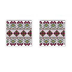 Ukrainian Folk Seamless Pattern Ethnic Ornament Border Element Traditional Cufflinks (square)