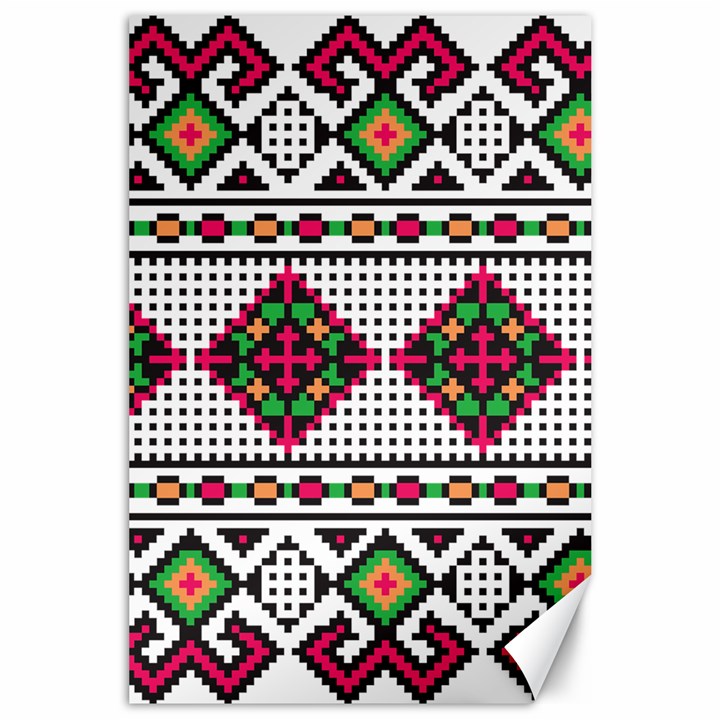 Ukrainian Folk Seamless Pattern Ethnic Ornament Border Element Traditional Canvas 24  x 36 