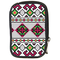 Ukrainian Folk Seamless Pattern Ethnic Ornament Border Element Traditional Compact Camera Leather Case