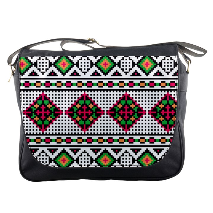 Ukrainian Folk Seamless Pattern Ethnic Ornament Border Element Traditional Messenger Bag