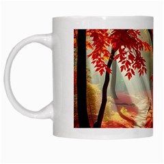 Forest Path Red Nature White Mug