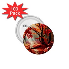 Forest Path Red Nature 1 75  Buttons (100 Pack) 