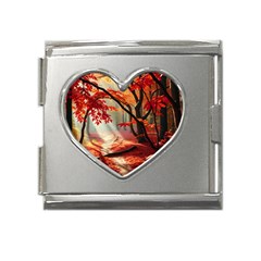 Forest Path Red Nature Mega Link Heart Italian Charm (18mm)