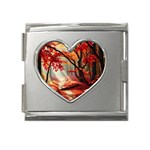 Forest Path Red Nature Mega Link Heart Italian Charm (18mm) Front